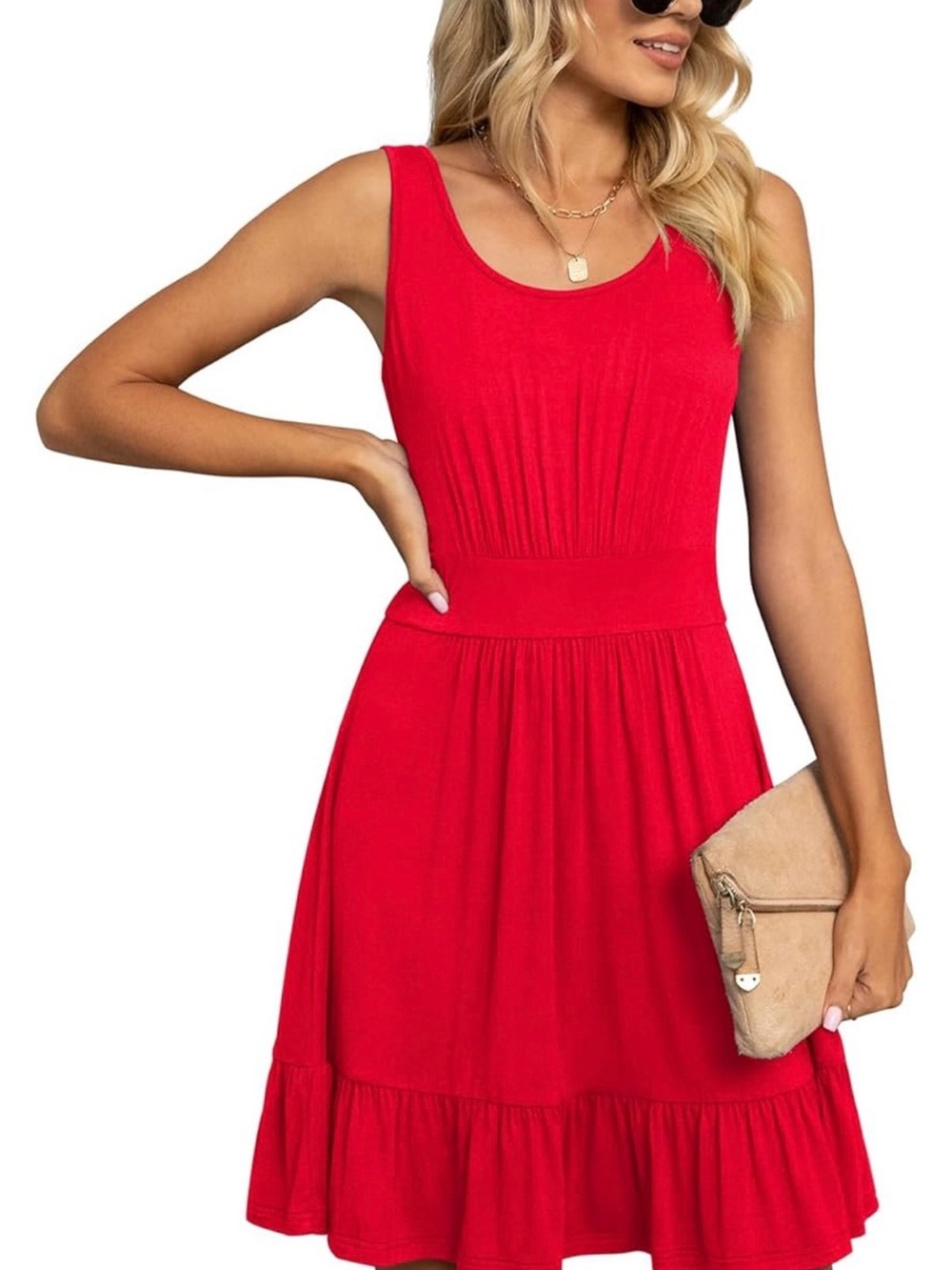 Red Sleeveless Scoop Neck Women’s Dress